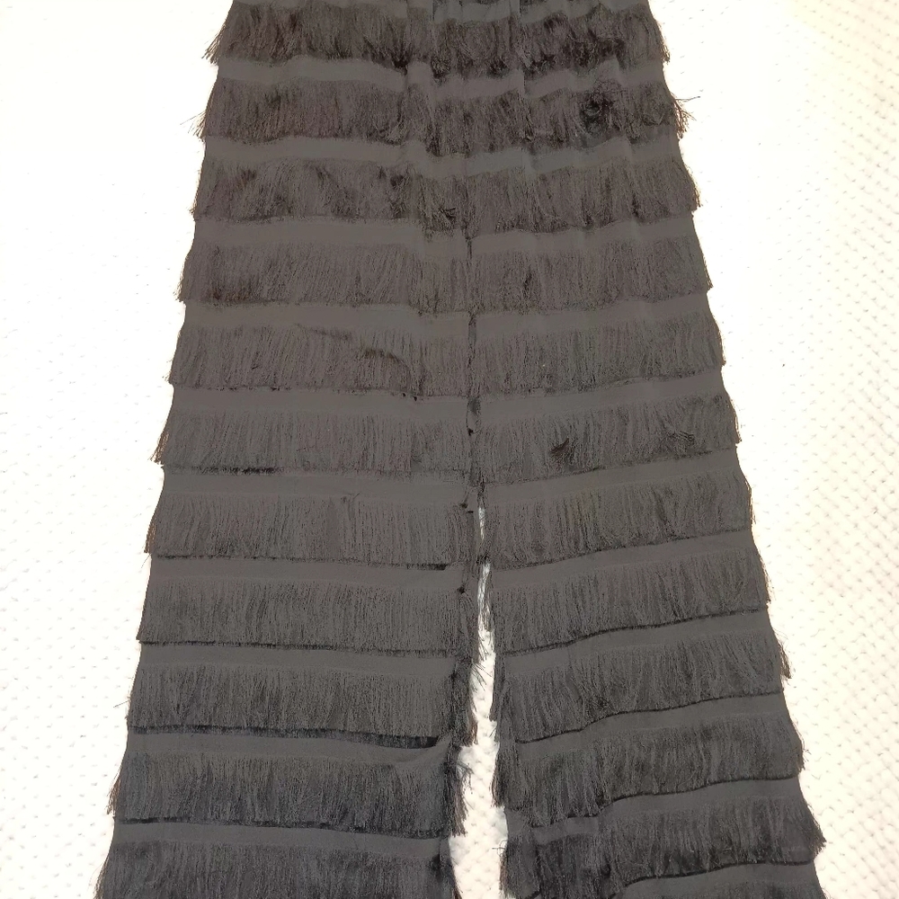 SHEIN Black Fringe Wide Leg Pants